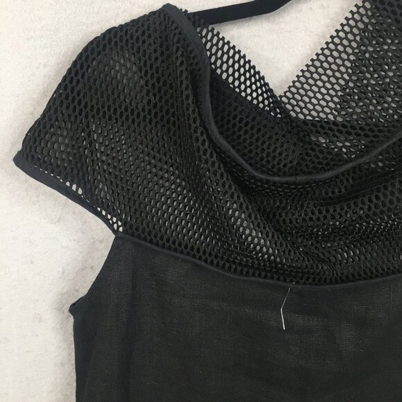 Karaka Design Top Women Large Black 100% Linen Lagenlook Artsy Boho Asymmetrical - Picture 10 of 12